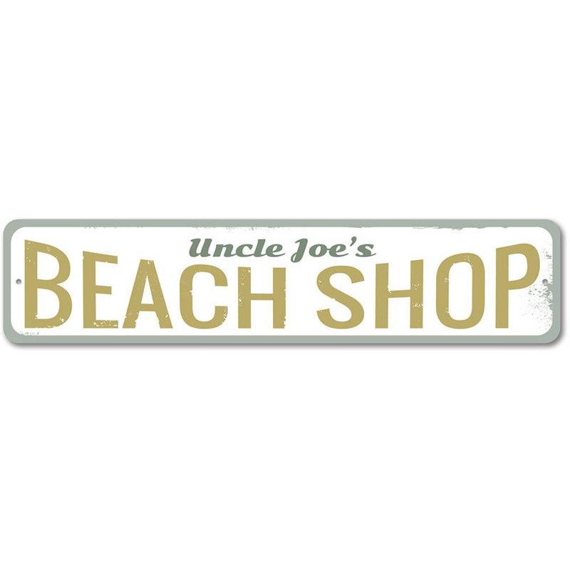 Enseigne de plage en aluminium, H 4 po x l 18 po x P 0,04 po, Oui