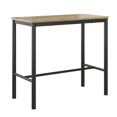 47 Inch Counter Height Bar Table, Rectangular Dining Counter Tables With Metal Legs,Brown