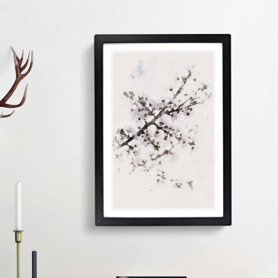 Branch of a White Cherry Blossom Tree - Picture Frame Painting Print