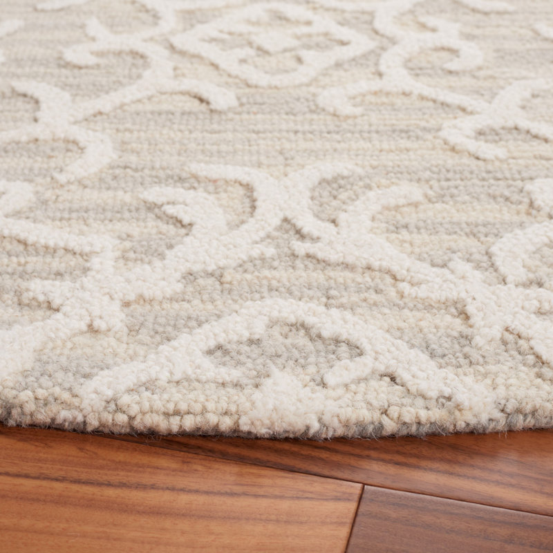 Tapis oriental en laine touffeté à la main Keyesport Blossom, Rond 4 pi