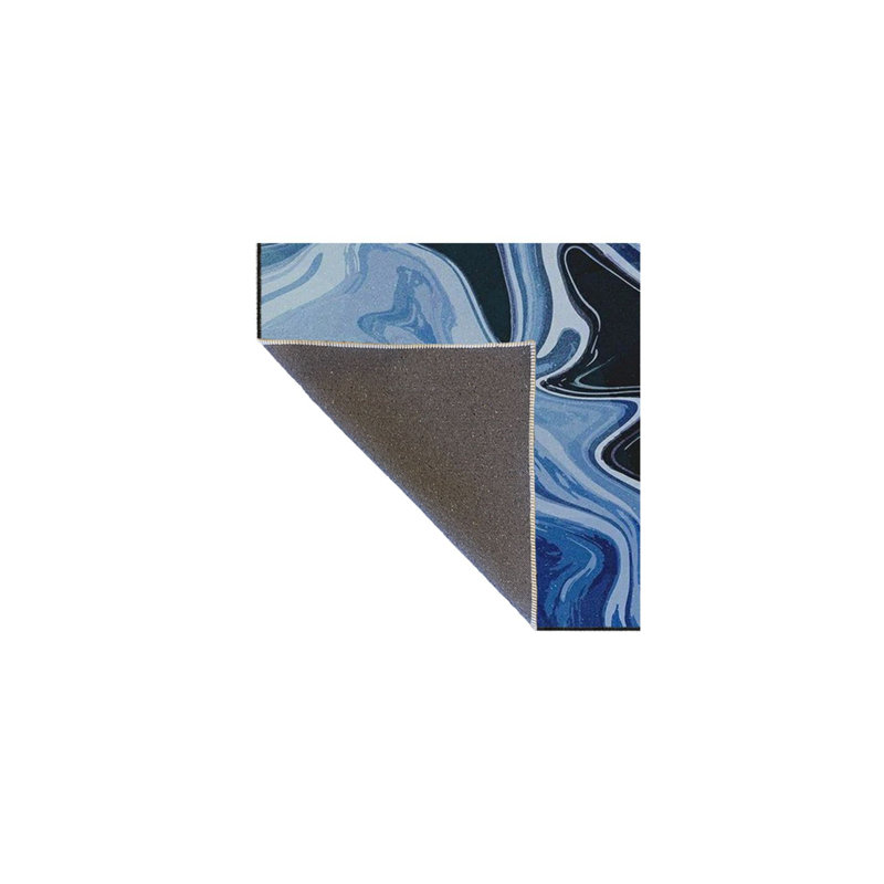 Tapis bleu tissé lavable à la machine, Tapis de couloir 3 pi 3 po x 6 pi 7 po inclus