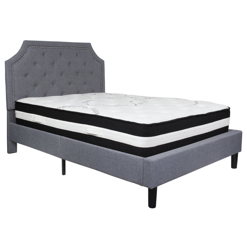 Matelas arqué et capitonné Aluino, Double, Gris