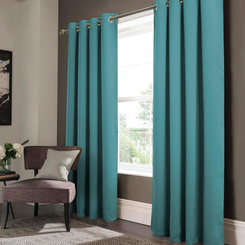 Room Darkening Grommet Single Curtain Panel, Turquoise