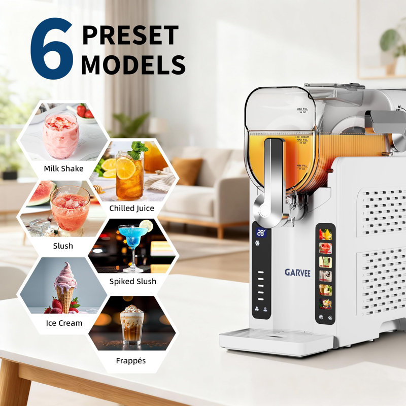 Slushie Machine, No Ice Needed,70 oz Frozen Drink & Soft Serve Ice Cream Machine for Home w/LED Display, One-Touch Reservation & 6 Pre-Set Programs,Auto-Clean for Frozen Margaritas, Frappés