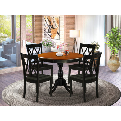 L'ensemble de salle à manger 5 pièces comprend une table de salle à manger moderne et 4 chaises de salle à manger de style Mid-Century avec dossier Double-X - Finition noire