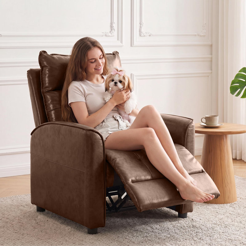 Fauteuil inclinable en cuir brun, Similicuir brun