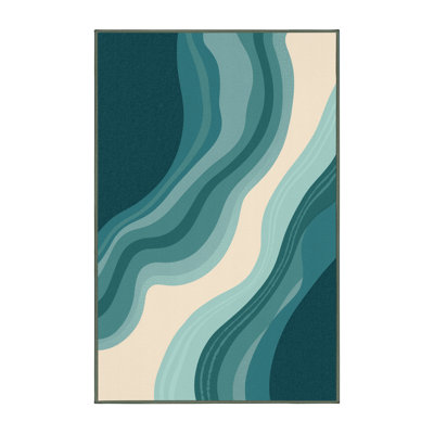 Machine Washable Panameno Tropical Abstract Rug in Blue – SageGreen Binding