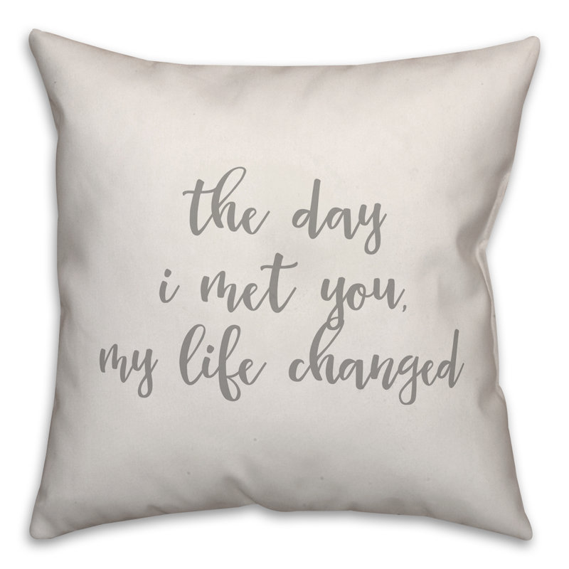  Coussin The Day I Met You My Life Changed, Blanc, Housse de coussin