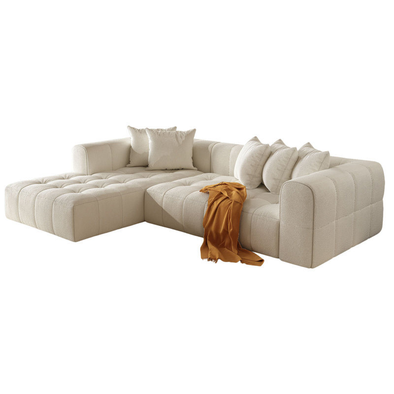 Canapé modulaire en L 107,9 po avec canapé-lit modulaire en forme de L avec repose-pieds, Beige, Left Hand Facing