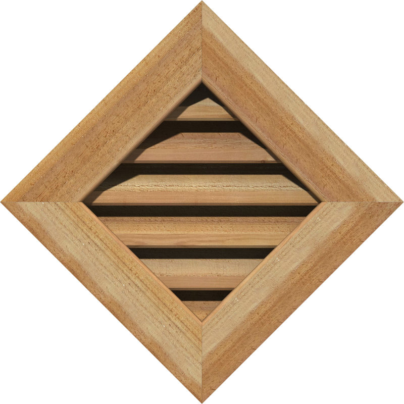 Évent à pignon en bois Diamond, H 20,38 po x l 20,38 po (OB : H 14 po x l 14 po), Cèdre rouge de l'Ouest brut (sciage brut)
