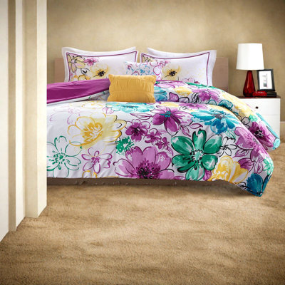 Elegant Floral King/cal King Bedding Sets, Polyester Comforter With Decorative Pillows For Modern Bedrooms