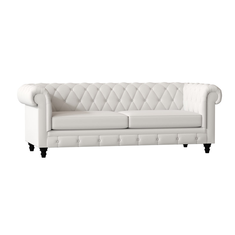 Canapé Chesterfield à accoudoirs roulés, Blanc Klein, Standard, Noir