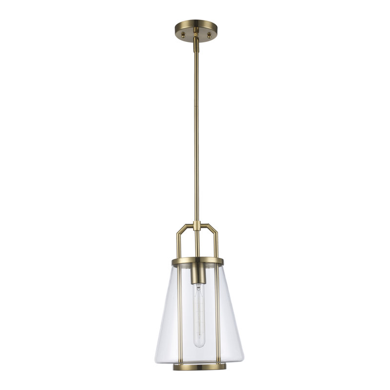 Luminaire suspendu à cône unique Bénéfice, Or antique, H 14,75 po x l 8,75 po x P 8,75 po