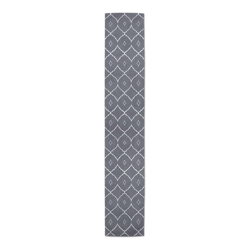 Chemin de table géométrique, 72 po x 16 po, Gris foncé