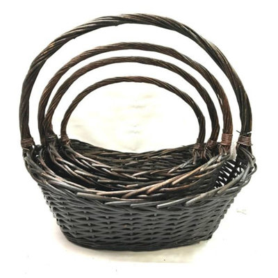 Set Of 4 Boat Shaped Willow Baskets