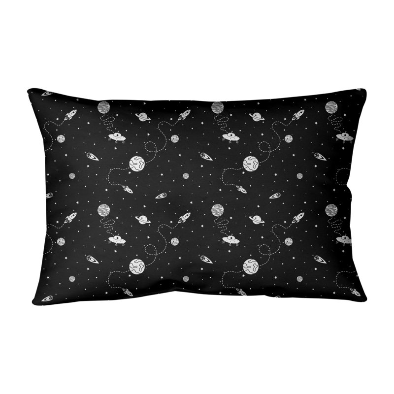 Housse de coussin rectangulaire Katelyn Elizabeth, Polyester / Bourre en polyester, Noir / blanc