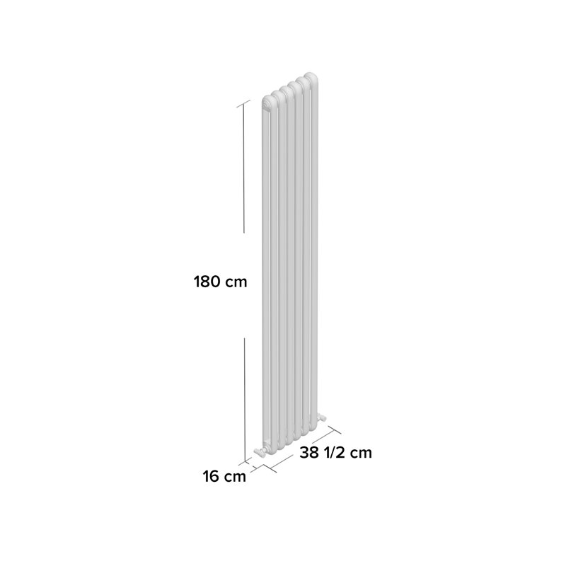 Salvia Vertical Designer Radiator, Grey, 150 cm H x 38.3 cm W