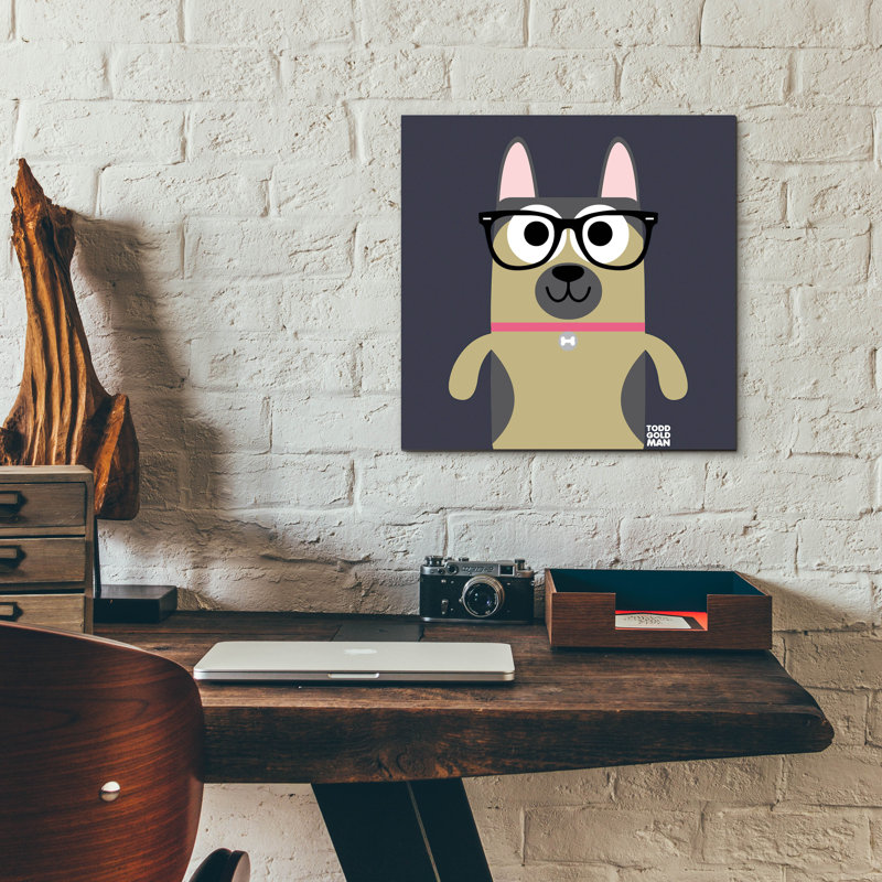 " Bow Wow German Shepherd " by Todd Art, 12" H x 12" W x 0.13" D