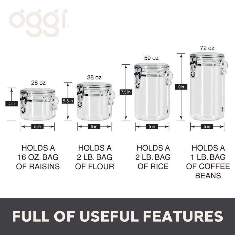 OGGI Fresh 4 Piece Kitchen Canister Set