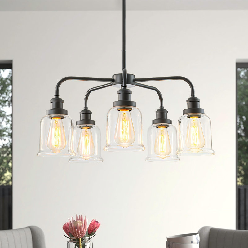Lustre suspendu en verre transparent à 5 lumières Flarescape