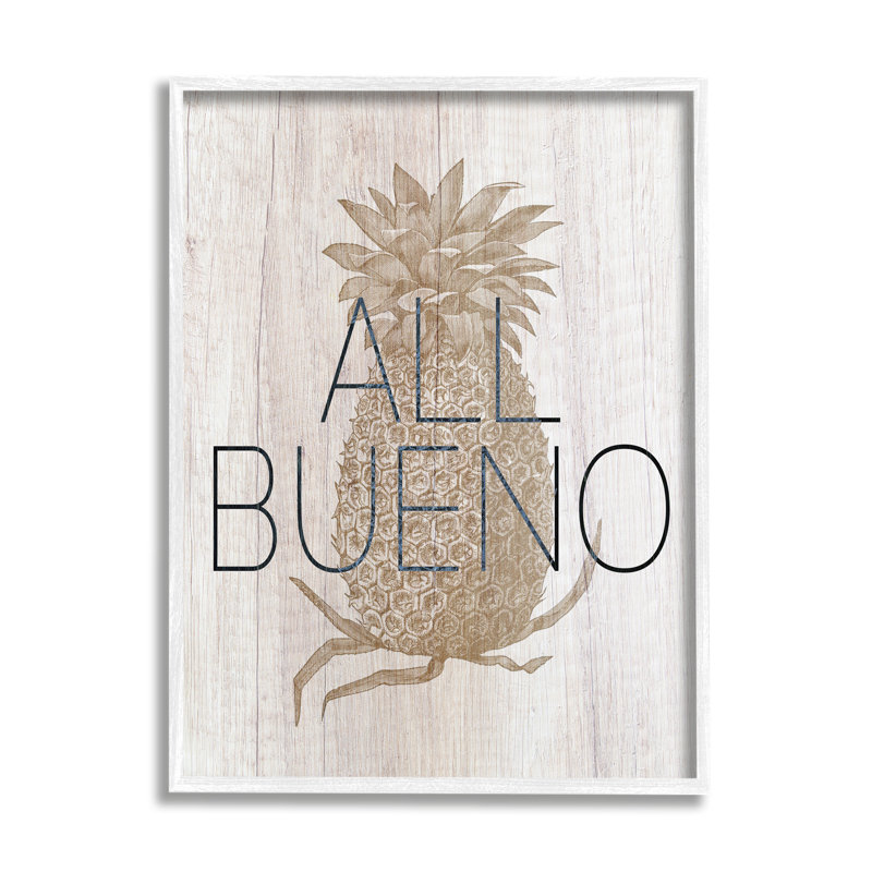 All All Bueno Expression Vintage Pineapple Illustration par - Art textuel, H 30 po x l 24 po