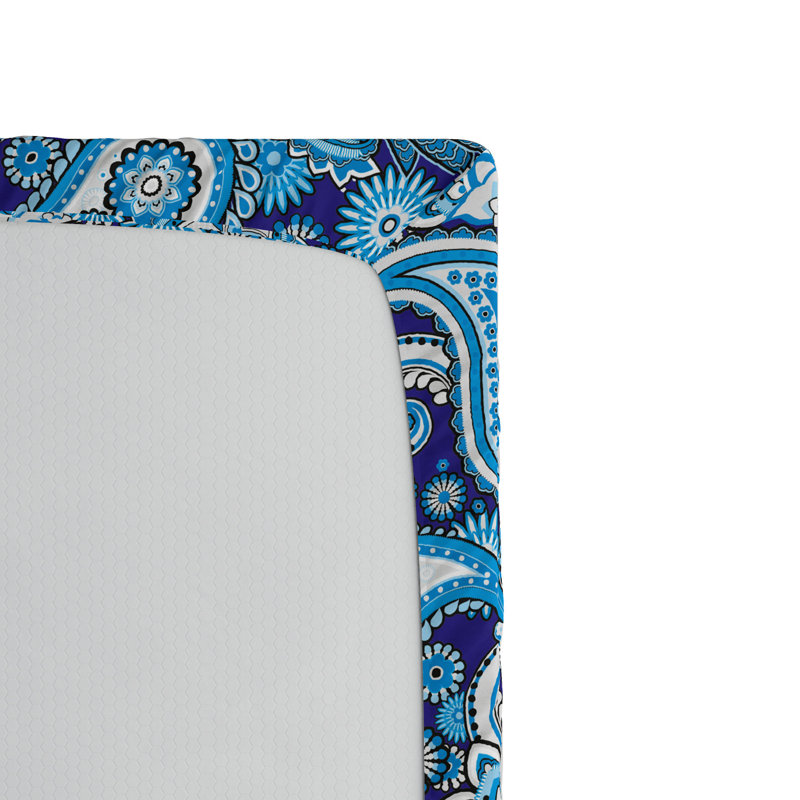 Microfiber Paisley Fitted Sheet, Queen Fitted Sheet, Blue Paisley