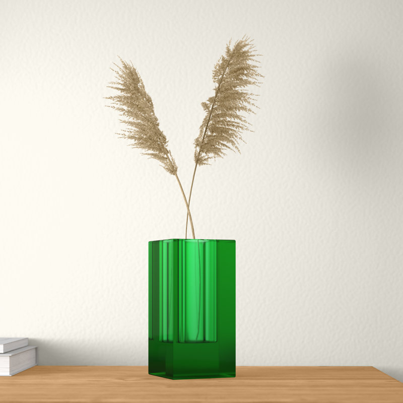 Vase de table en verre Huntingburg, Vert, H 7,9 po x l 3,9 po x P 3,9 po