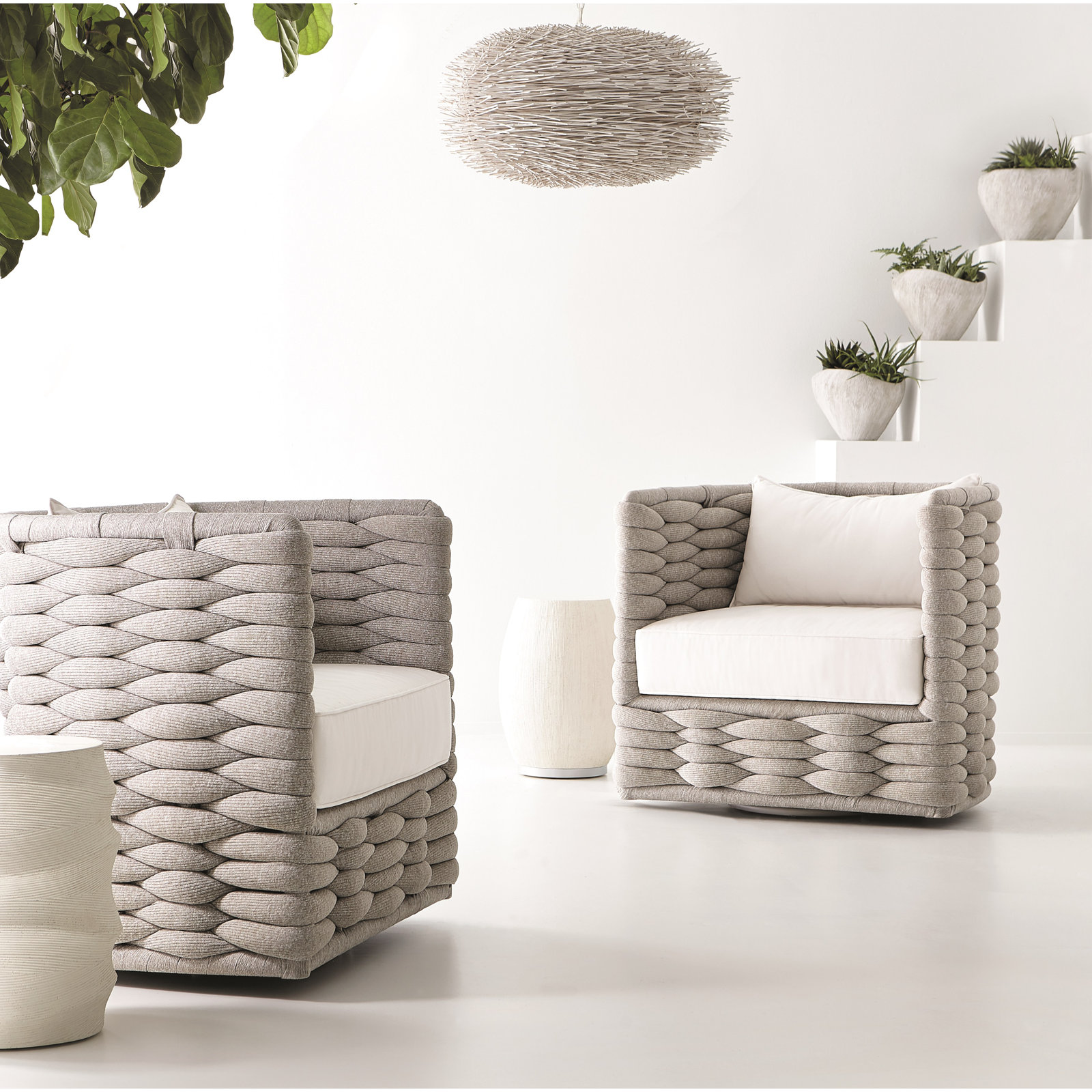 Bernhardt Wailea Outdoor Swivel Chair, Gray