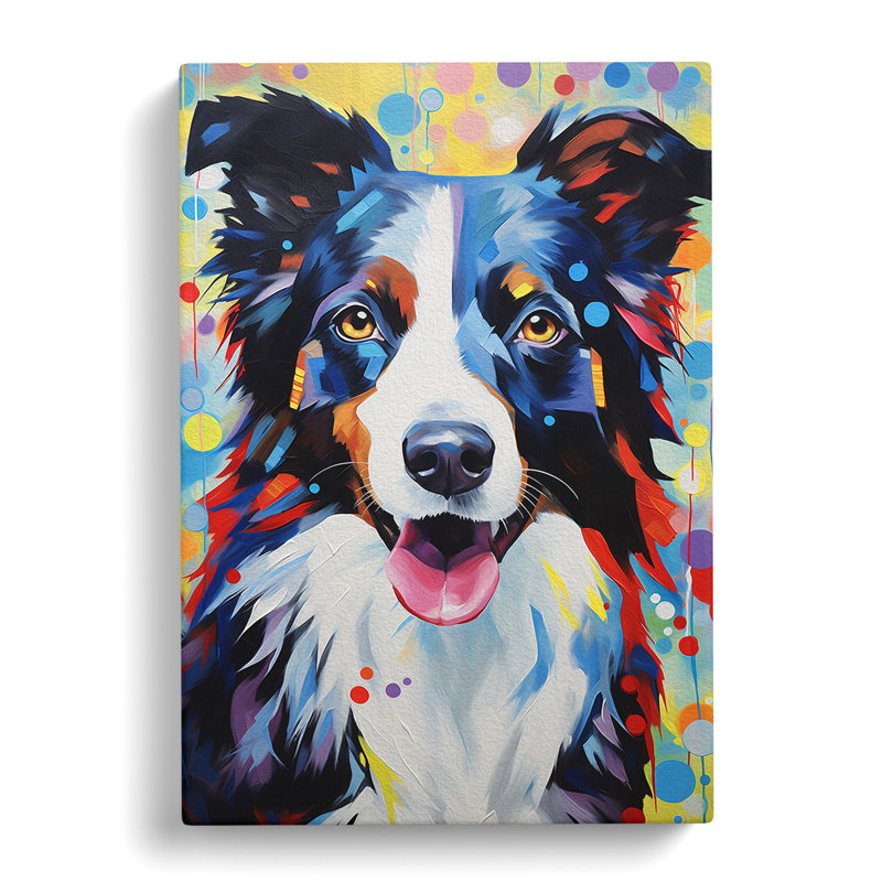 Border Collie Orphism - Wrapped Canvas, 50cm H x 35cm W x 3cm D