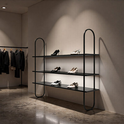Matte Black Industrial Display Shelf