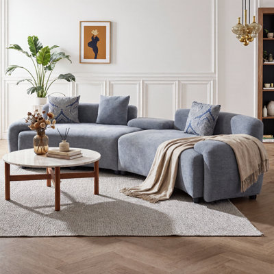 Canapé modulaire incurvé de 122 po avec coussins damassés, canapé Art déco moderne avec accoudoirs encastrés, canapé demi-lune 4 places pour le salon, revêtement en polyester, petit mobilier