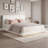 Wood Platform Bed with Upholstered Headboard