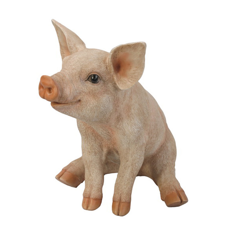 Figurine cochon assis, H 12 po x l 10 po x P 13 po
