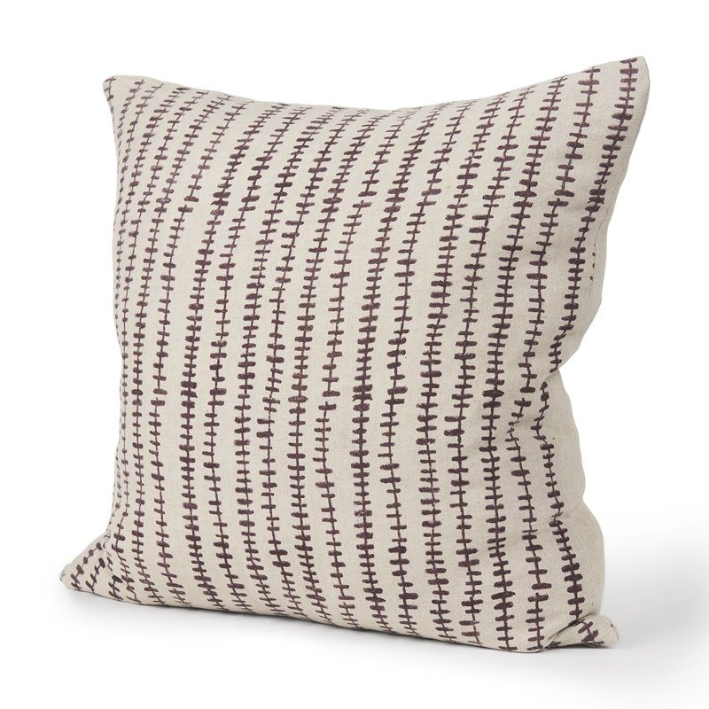  Housse de coussin en lin, Beige / merlot