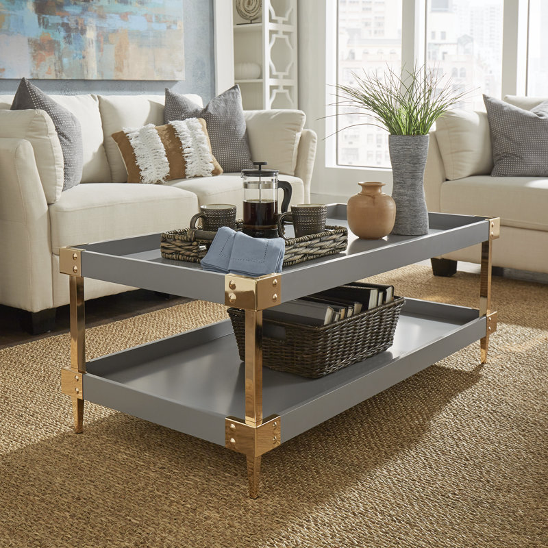 Chakela Coffee Table, Gray, Gold