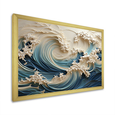«White and Blue Wave Papercut Style III - Coastal Waves», reproduction d'art sur toile Wave (sans textures)