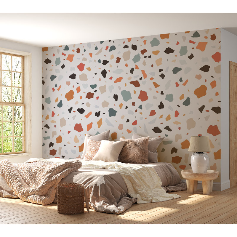 Papier peint mural Premium - motif terrazzo, L 96 po x l 120 po