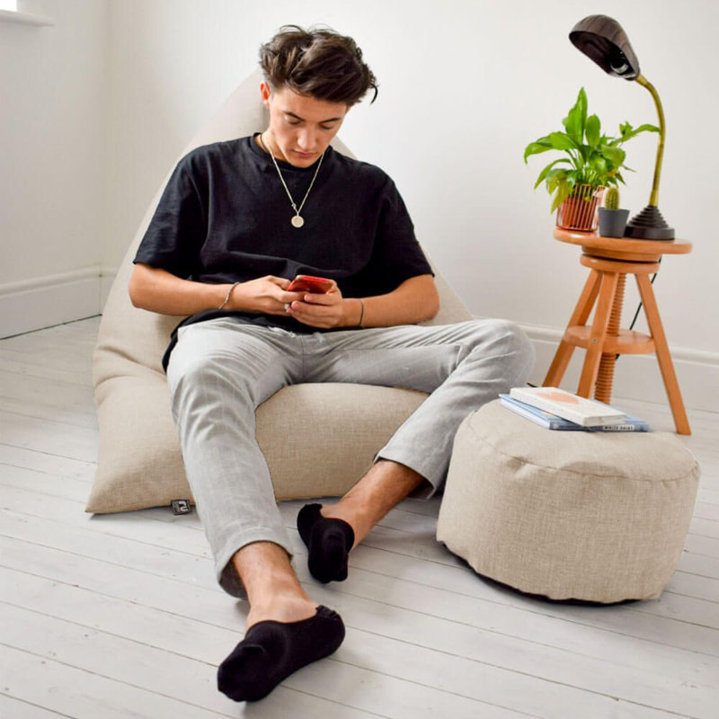 rucomfy Beanbags Barley Humbug Large Bean Bag, Use As Recliner Chair or Lounger, For Teens and Adults 90 x 140 x 116cm