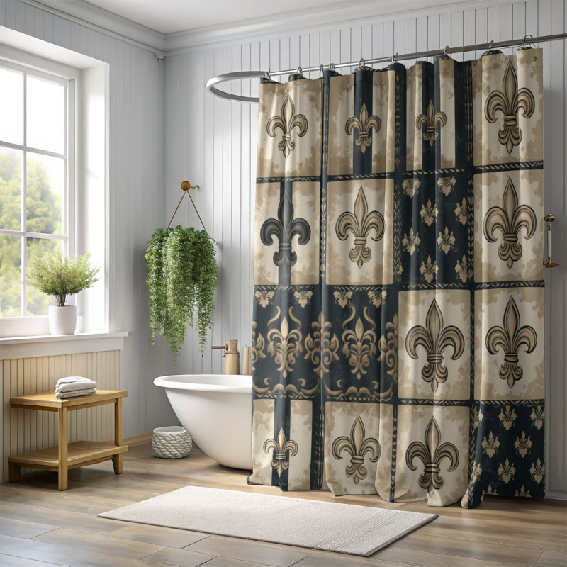 Rideau de douche Graceful Damask - Premium, H 74 po x l 71 po