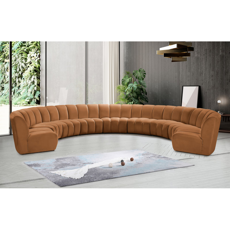 Infinity Upholstered Curved Sectional Symmetrical, 9-Piece, Saddle Velvet