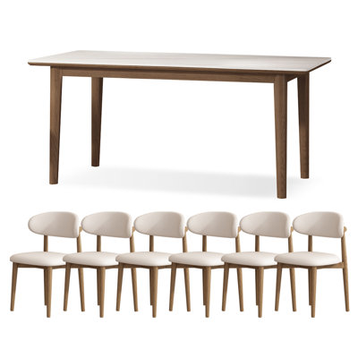 4 - Person White Rectangular Sintered Stone tabletop Dining Table