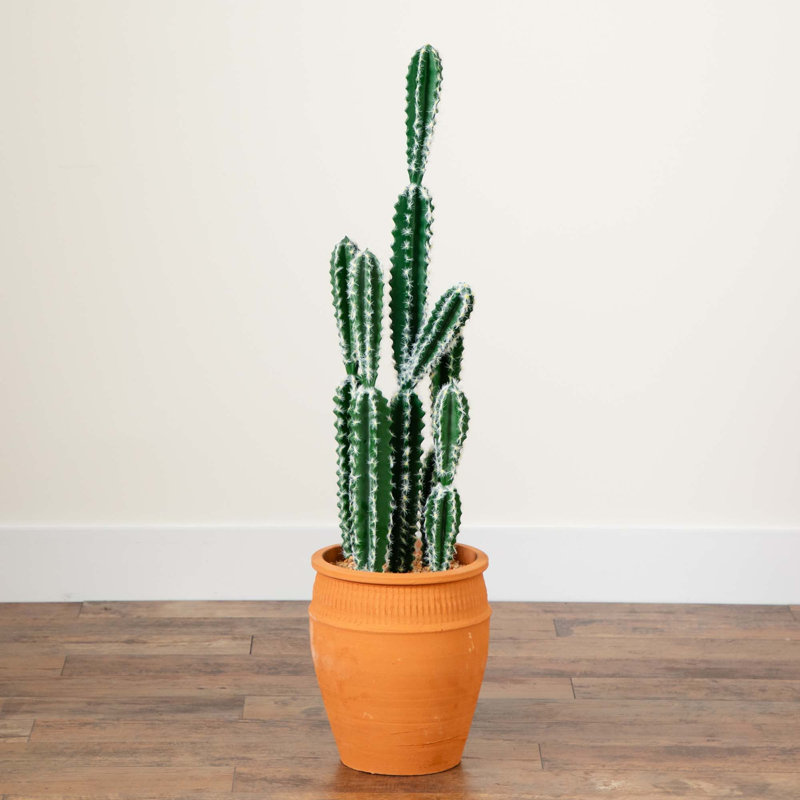 Artificial Cactus in Terracotta Planter, 41" H x 10" W x 10" D