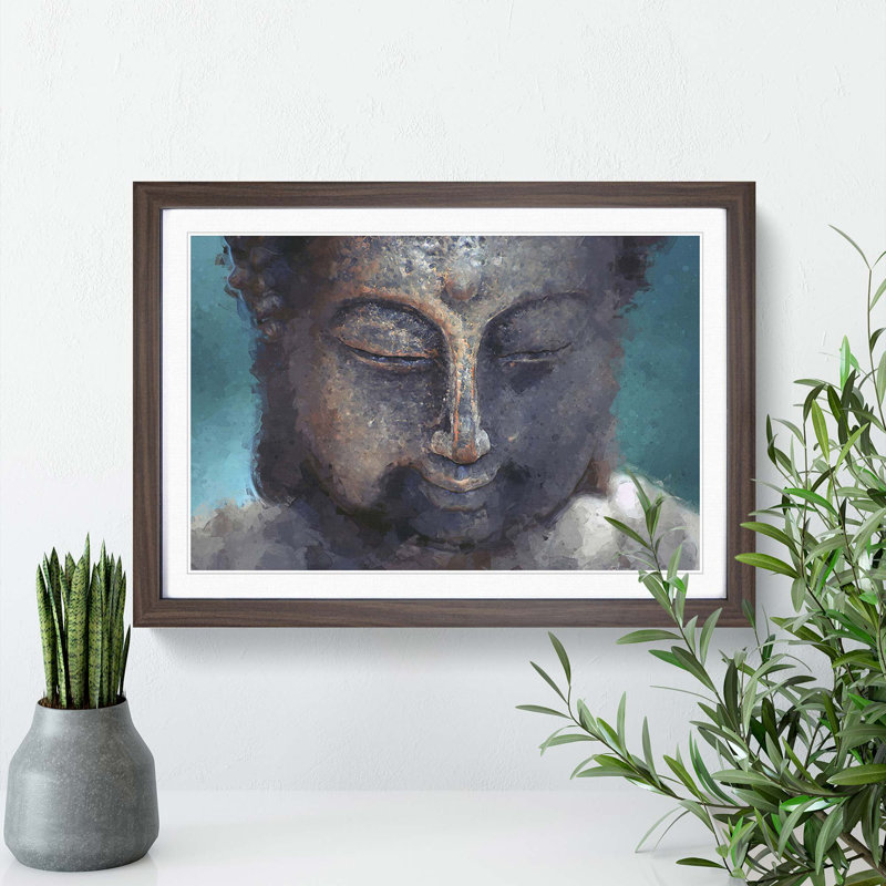 The Buddha in Abstract - Picture Frame Graphic Art Print on MDF, 62cm H x 87cm W x 2cm D, Walnut Framed