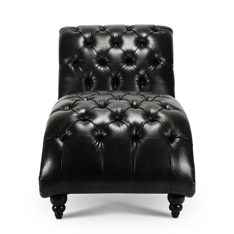 Chaise longue confortable avec rembourrage profond et support stable, Noir