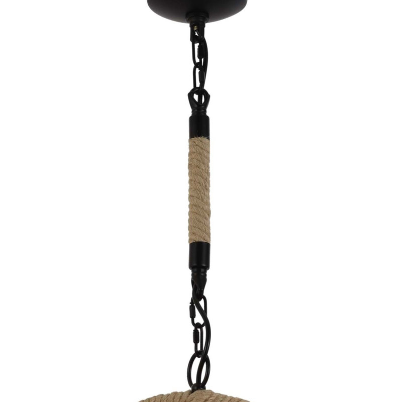 3-Light Black and Rope Globe Candelabra Chandelier