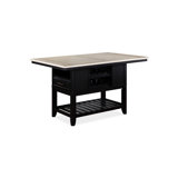 1Pc Counter Height Table With Storage Drawers Wine Rack Open Shelf  Finish Dining Room Wooden Furniture