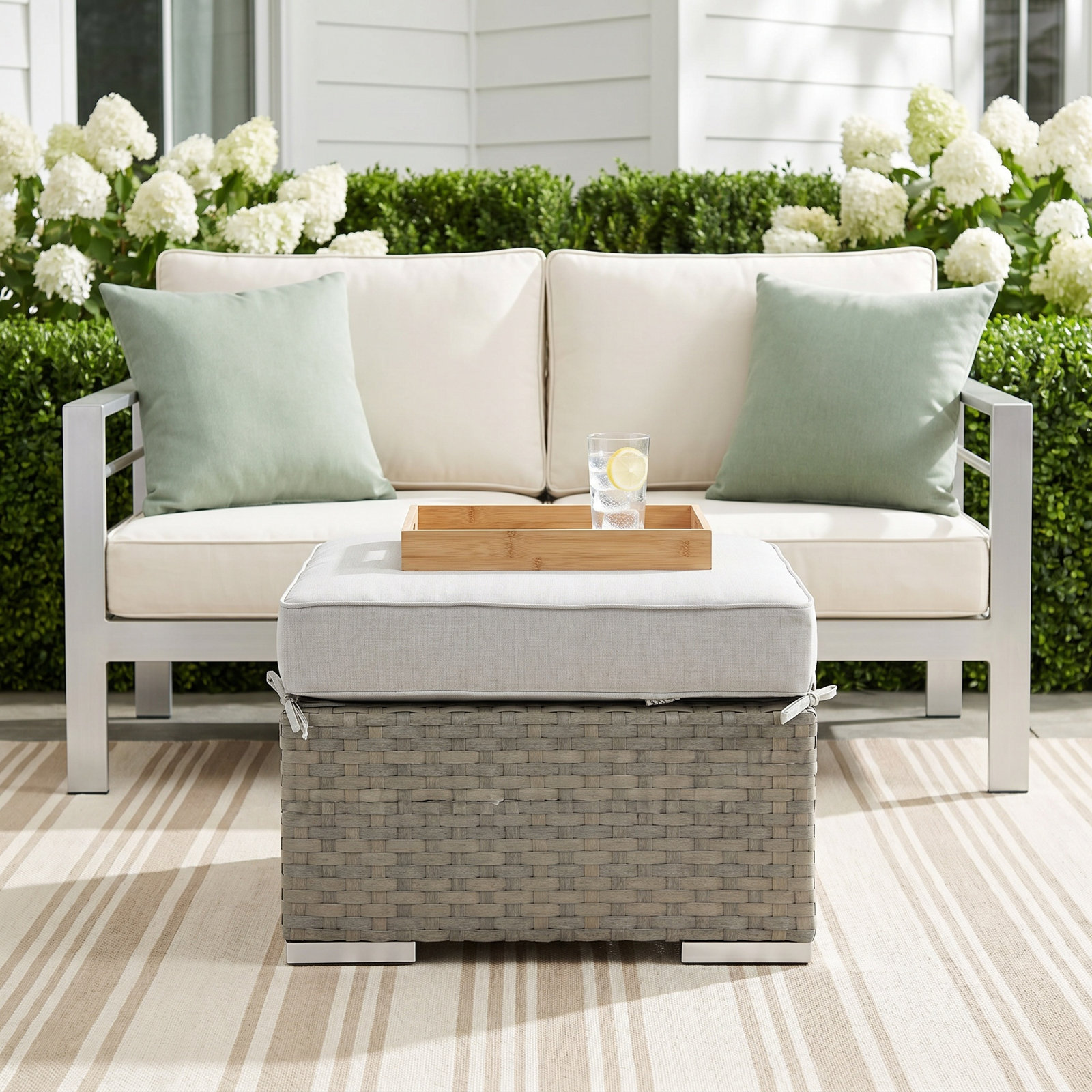Majorca Sunbrella® Patio Ottoman, Cast Silver Sunbrella®
