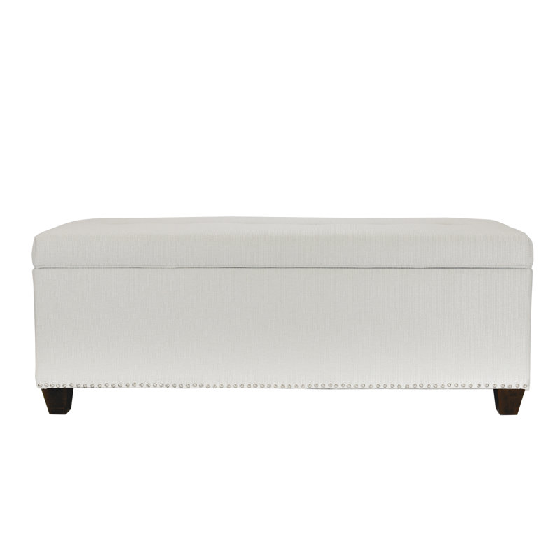 Lalonde Polyester Blend Upholstered Storage Bench, Platinum, No