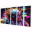 Sci-Fi Retro Futuristic Robot In Neon V - Robot Canvas Print - 5 Equal Panels