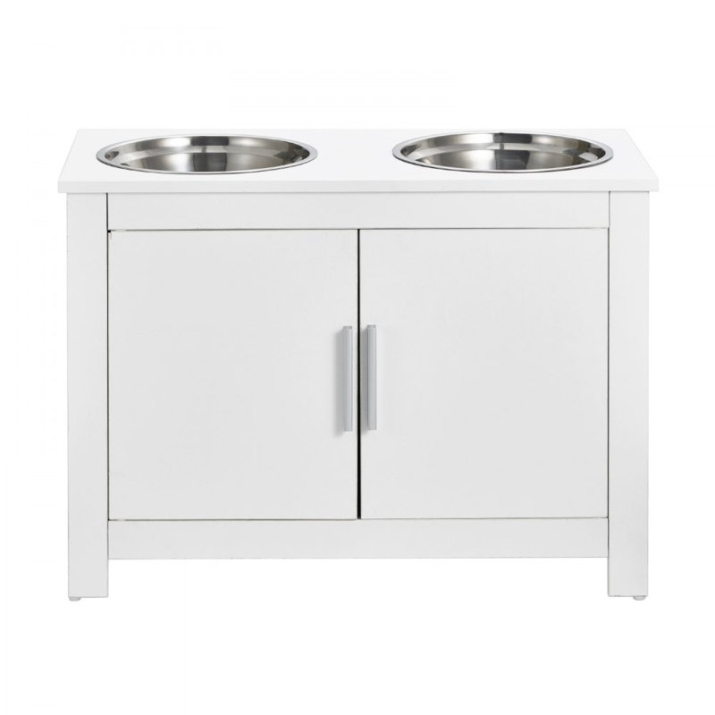 Armoire de rangement pour animaux avec 2 bols surélevés pour animaux